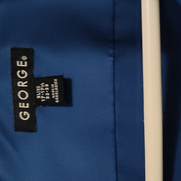 Mens George Blue Silky/Satin like Shirt - Picture 2 of 5